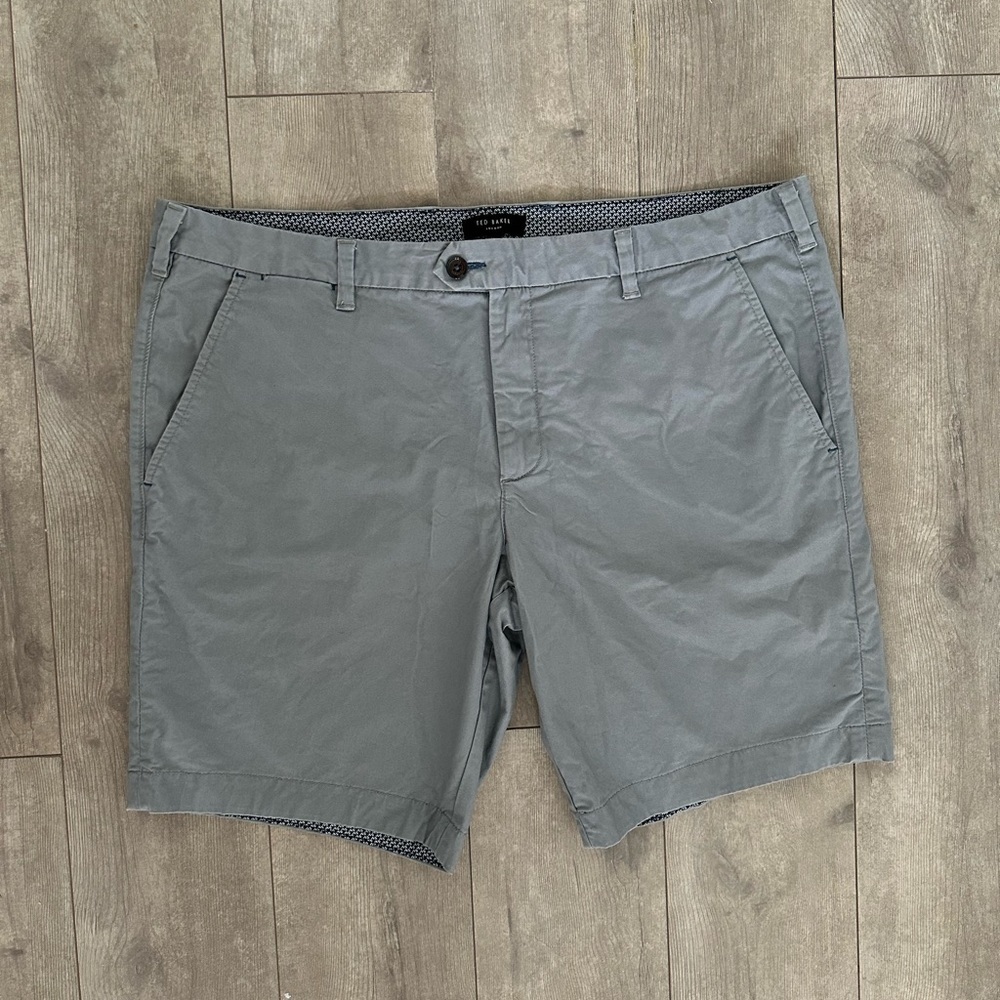 New Ted Baker London Light Gray Premium Selvedge Chino Shorts 40R